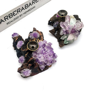 Exclusivo Soporte Esférico de Madera con Cristal de Fluorita, Piedra Preciosa, Artesanía de Cristal, Soporte de Bola de Madera en Venta - Product Image 2