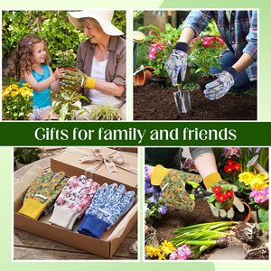 Frigg Gardening <b>Gloves</b> Floral PVC Grip Cotton Polyester Elastic Wrist Breathable Anti-Slip Hand <b>Wash</b> Ambidextrous ANSI/ISEA Cut - Product Image 6