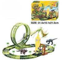 Vente en gros Dino World Track Set 96 pcs Voiture de piste de dinosaure électrique Set de jouets pour enfants