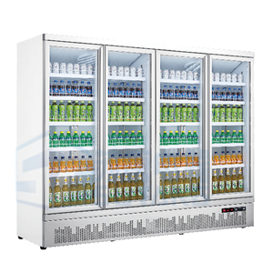 Refrigerador Exhibidor de Bebidas de 4 Puertas con Puerta de Vidrio, Enfriador Abierto Blanco de 6 Puertas para Supermercados, Tiendas de Conveniencia y Bebidas - Product Image 1