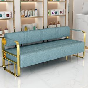 Barbershop Sofa Beauty Salon Waiting <b>Chair</b> Hair Salon Lounge Area Clothing Store <b>Office</b> Reception Stainless Steel Strip <b>Chairs</b> - Product Image 2