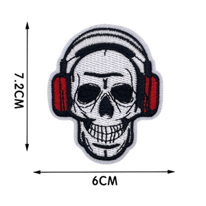 Nouvelle arrivée Punk Style Rocker guitare musique thème noir crâne <span class=keywords><strong>Rock</strong></span> and Roll bande fer sur patchs de broderie pour veste vêtements - Product Image 3