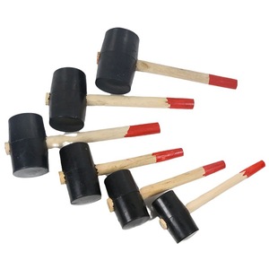Martillo de goma con mango de madera negro y rojo para instalación de azulejos y herramientas de bricolaje, martillo de albañil - Product Image 2