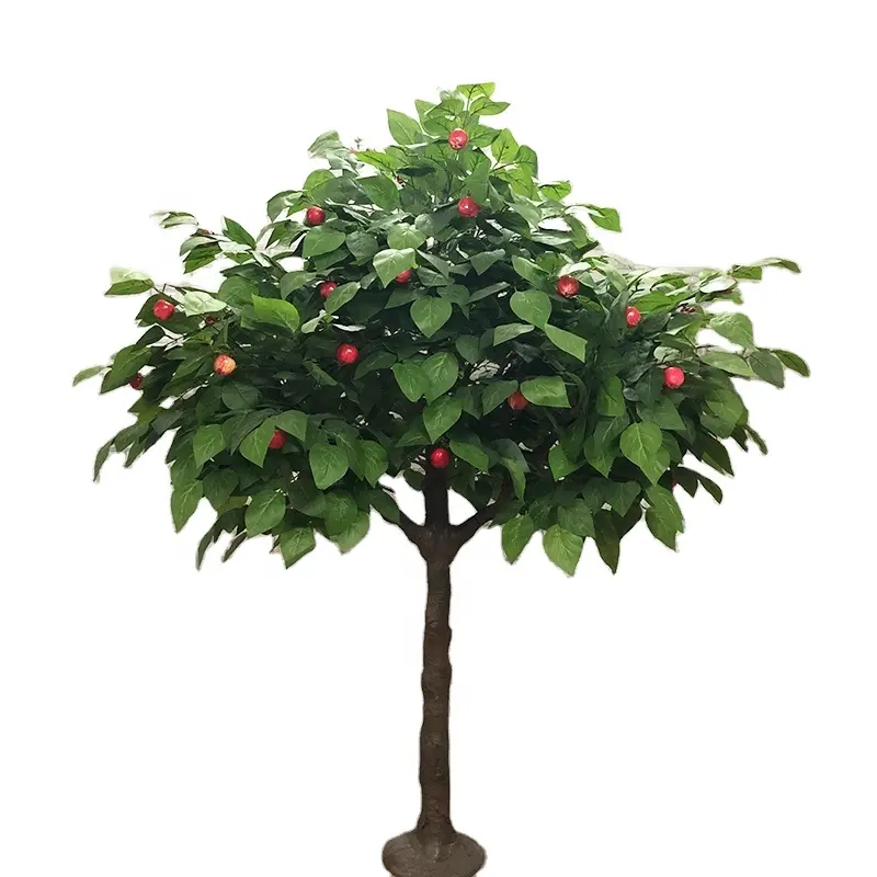 Árbol artificial reutilizable decorativo planta de interior de manzano de imitación grande verde árbol frutal desmontable al aire libre