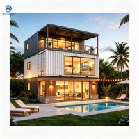 Villa préfabriquée de luxe à 3 étages, maison modulaire portable avec terrasse sur le toit et balcon