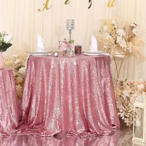 Taplak Meja Payet Bundar Mengkilap, Dekorasi Taplak Meja untuk Pesta Perjamuan Hidangan Penutup Pernikahan Ulang Tahun Mewah