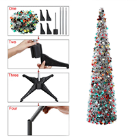 Sapin de Noël artificiel pliable de 6 pieds, paillettes rondes colorées, adapté aux rassemblements de vacances, décorations de Noël.