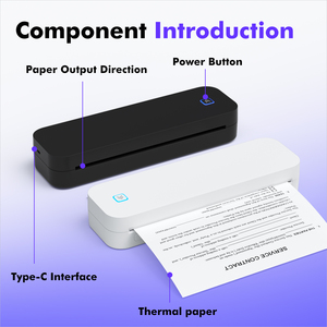 Imprimante thermique sans encre portable A4 pour les propriétaires de petites entreprises et de commerces de détail, imprimante de documents sans fil pour les factures de commande, personnalisable - Product Image 2