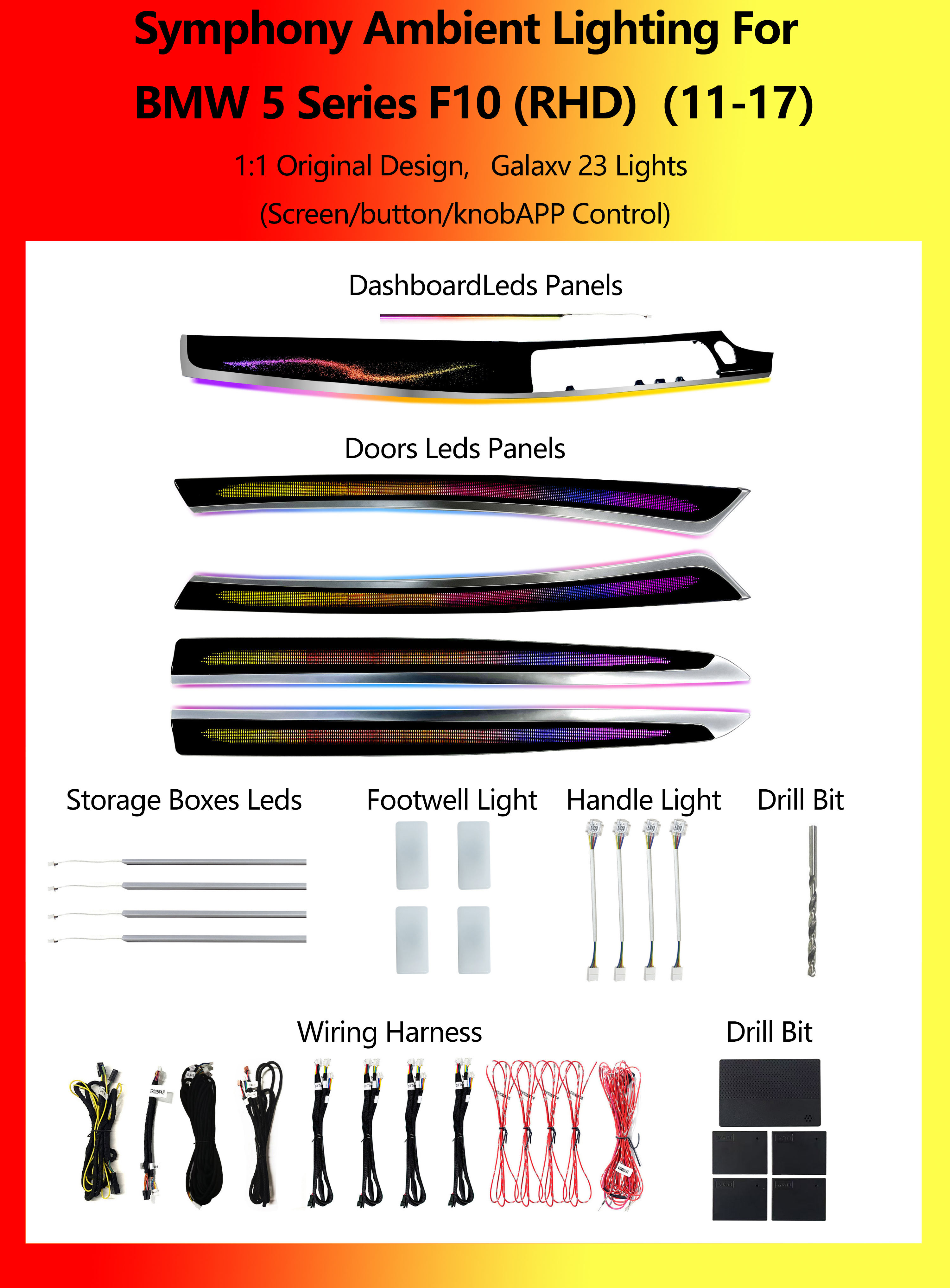 BMW 5 Series F10 (RHD)  Galaxy Symphony 23 Lights