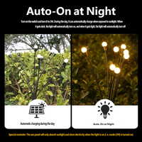 Lampe solaire de jardin à piquet 10 LED en ABS et acier inoxydable, étanche IP65, effet luciole RGB et lumière chaude pour jardin, pelouse et allée