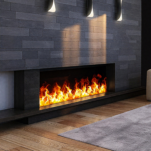 Custom Indoor Decor Stainless Steel Smart Steam Electric Wall Fireplace with 3D Realistic Flame and Adjustable Light