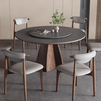Massivholz Runder Tisch Mit Plattenspieler Modernes Minimalist isches Zuhause Neue Walnussholz Farbe Rock Plate Runde Esstisch QY-T8028
