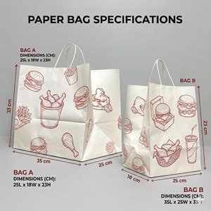Custom Logo Takeaway <b>Paper</b> Bag Kraft Food Packaging Bag Eco Friendly Shopping Bag for Restaurant Fast Food Low MOQ - Product Image 3