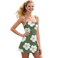 Jumpsuit Kasual Wanita Musim Panas Cetak Kustom, Motif Bunga Pua Kala Hawaii, Pinggang Elastis, Nyaman