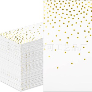 Gold Foil Polka Dot Rectangular Napkins White 1 Color Uv Printing For <b>Birthday</b> Parties <b>Table</b> Decorations - Product Image 1