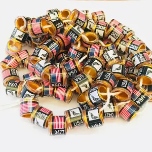 Bague oiseau Geshifeng aluminium Custom Carrier Homing Racing Pigeon Foot Bands Anneaux Pigeon With Colorful Name Phone Serial Number