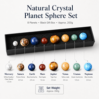Lot de 8 sphères de cristal naturel polies, ensemble de pierres du système solaire, assortiment de roches dans une boîte, idéal pour la décoration et les cadeaux, tendance