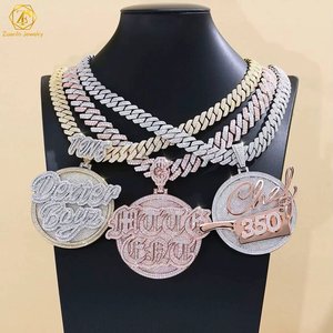 Collana pendente con ciondolo Moissanite personalizzata 925 gioielli Hiphop in argento ghiaccio fuori VVS catena di diamanti inciso Logo nome lettera ciondolo - Product Image 2