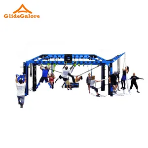 GlideGalore large bounce house american ninja warrior obstacles course equipment gym for kids adults slackline outdoor indoor