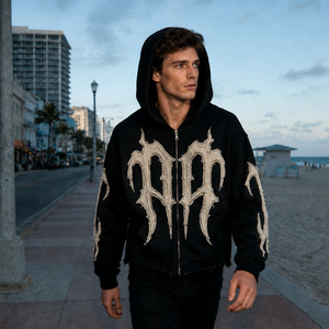 Sudadera con capucha OEM de cremallera completa, diseño streetwear, 500 g/m², felpa francesa, corte holgado extragrande, calidad premium, logotipo personalizado, para hombre - Product Image 2