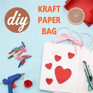 Medium White Kraft Paper Gift <b>Bags</b> for Restaurant to Go Take Out <b>Bags</b> - Product Image 2
