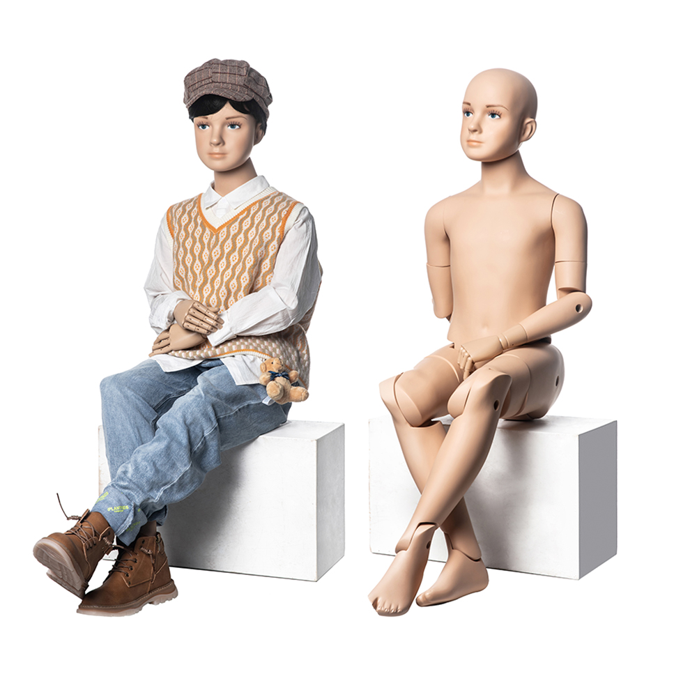 时尚逼真的儿童人体模型可调节关节人体模型鬃毛全身肤色假人显示