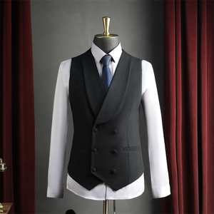 Conjunto de traje informal de tres piezas con cuello chal para <span class=keywords><strong>hombre</strong></span>, traje de novio con tela de estambre de 300 gramos, estampado Digital con patrón sólido - Product Image 6