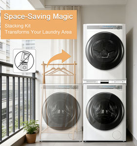 Kit de Apilamiento Manual para Lavadora y Secadora, Color Negro, con Estante Extraíble, para Uso en Hoteles, Universal, Ajustable de 24 a 29 Pulgadas - Product Image 6