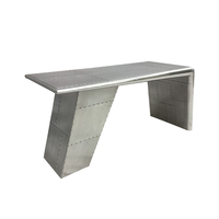 Bureau d'écriture en aluminium avec rangement, style aile d'avion, personnalisable pour la maison, le bureau ou l'hôtel