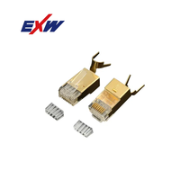 Connecteurs EXW RJ45 8P8C Cat6a avec placage à l'or 3,15,50U Cat 6A blindé Rj45 connecteurs traversants connecteurs cat 6a