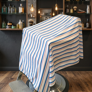 <b>Strip</b> Cutting Cape with Barber Pole Design Sublimation Printed Waterproof Needle Detection Seamless Fusing Unisex Polyester - Product Image 2