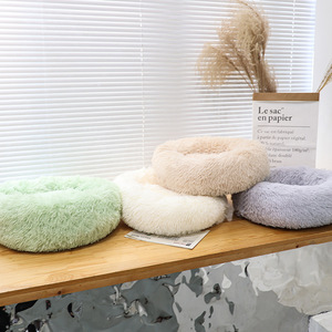 New Style Super <span class=keywords><strong>Soft</strong></span> Hunde kissen Runde Wasch bare Plüsch Flauschige Donut Hund Katzen haus Samt matten Sofa Hund Tragbares Haustier bett - Product Image 1