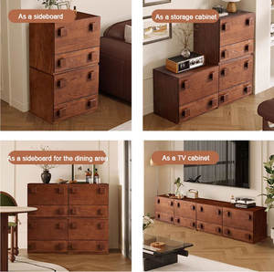 Meuble de rangement mural moderne de style mid-century en bois massif, simple et créatif, pour salon, chambre à coucher, combinaison de rangement au sol, seau, hôtel - Product Image 6