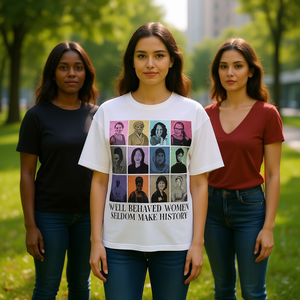 T-shirt da donna Well Behaved Women, girocollo, 100% cotone, stampa femminista, casual, manica corta, vestibilità regolare, tutte le stagioni - Product Image 2