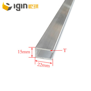 Profilé en aluminium Igin 22x22x15mm en forme de U pour support de mur rideau, usage industriel et civil - Product Image 1