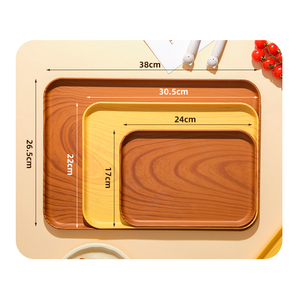 Bandeja de servicio decorativa personalizable bandeja de comida a granel de paja de trigo PP de madera de imitación para cafetería para Acción de Gracias y Pascua - Product Image 6