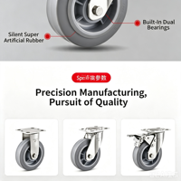 Roda Putar EFON EF48547 Heavy Duty TPR dengan Rem Bantalan Bola-Karet Keras untuk Troli Penggunaan Industri Universal