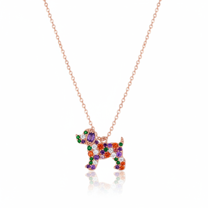 Mix Stone Dog Shape Design Turkish Wholesale Handmade 925 Silver Sterling <b>Fashionable</b> <b>Necklace</b> - Product Image 2