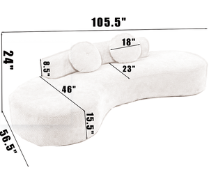 108.3" Sectional <b>Foam</b> Couch Curved <b>Sofa</b> Chaise Lounge Modular Convertible Hotel Set Upholstered Beige Modern Living - Product Image 5