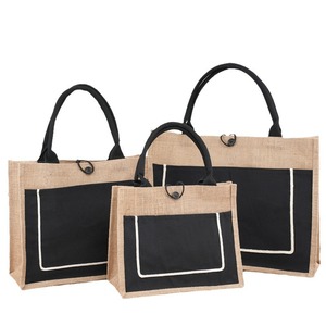 Manufacturer <strong>Wholesale</strong> Custom Printed Logo Eco Reusable Burlap Handbag Shopping <strong>Jute</strong> <strong>Tote</strong> <strong>Bag</strong> <strong>Bags</strong> with Window - Product Image 5
