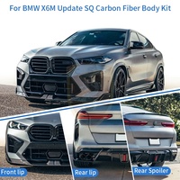 Kit de carrocería de fibra de carbono seca estilo SQ para BMW X6M F96: Labio delantero, rejillas de ventilación OEM, faldones laterales, difusor trasero, alerón de techo y molduras de guardabarros.