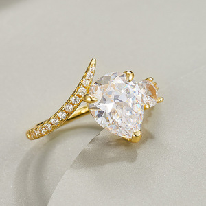 <b>Two</b> <b>Stone</b> Pear Moissanite Twist <b>Ring</b> S925 Sterling Silver Women Engagement Promise Wedding Finger Jewelry Gift - Product Image 5