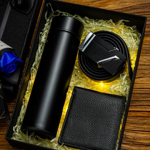 Ensemble de cadeaux pour homme, avec écran de la température, vide, portefeuille, ceinture et rasoir Rose et électrique, 80 ml, T065 - Product Image 1