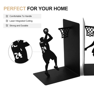 Custom Non-Slip Heavy-Duty Metal <b>Bookends</b> with Kobe Plays Basketball Design Custom Color & Packaging for Shelf & Desktop Use - Product Image 3