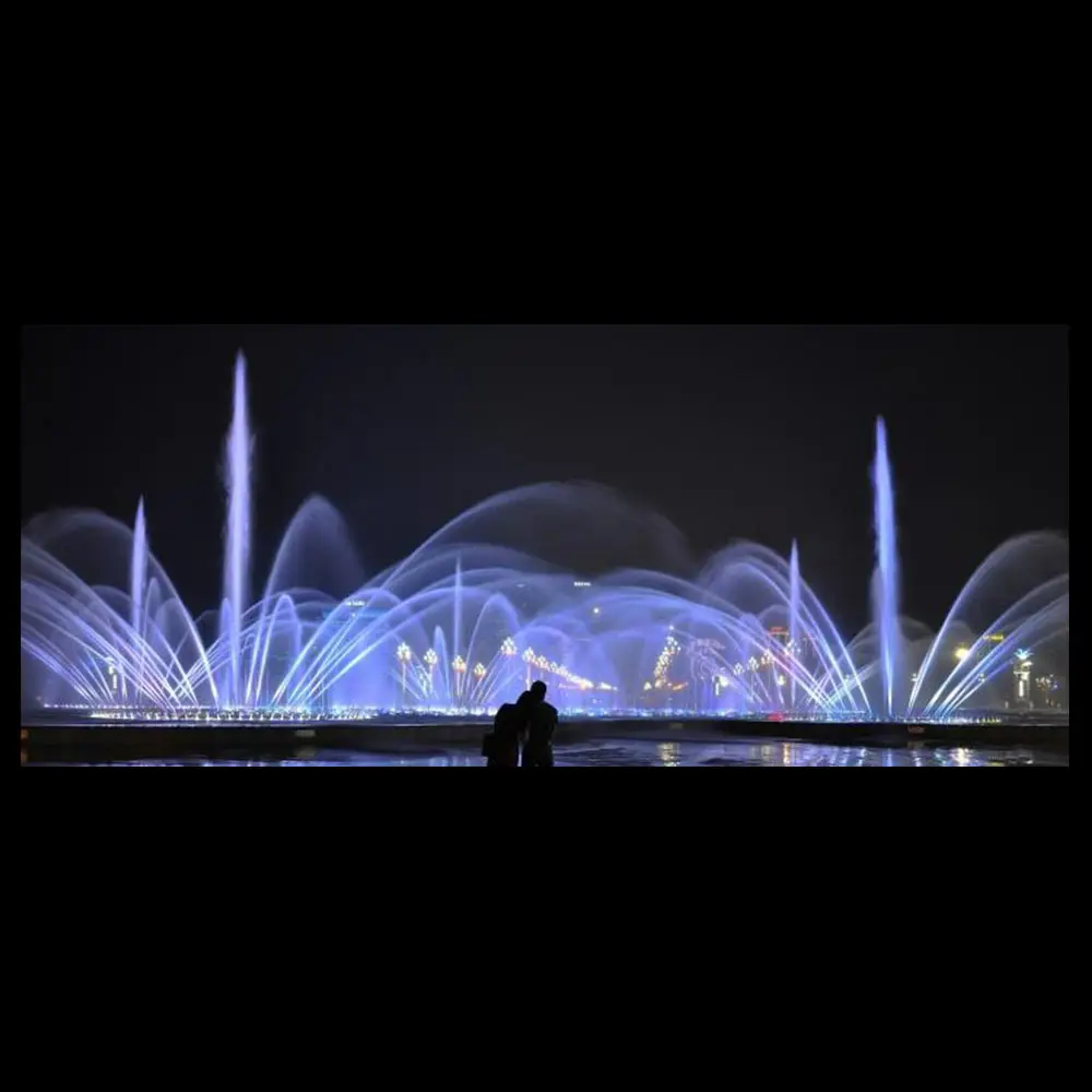 Grande fontana di musica illuminata decorativa all'aperto che balla fontana di musica del pavimento asciutto