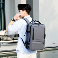 Sac à dos pour ordinateur portable imperméable antivol d'extérieur noir pour homme avec port USB, sac d'ordinateur souple pour étudiant 20-39L, sac à dos intelligent et tendance