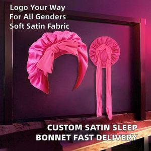 Gorros de satén de poliéster de diseño con lazo, personalizados con logo, de gran tamaño, para dormir, venta al por mayor, entrega rápida, ¡Oferta! - Product Image 2
