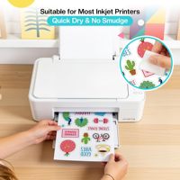 Papier autocollant imprimable Likcut pour imprimante jet d'encre, transparent, 8,5" x 11", matériau imperméable résistant à la déchirure, support découpé