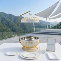 FANITF Chauffe-plat en acier inoxydable avec couvercle suspendu 8L, chauffage continu à l'alcool, options multicolores pour banquets hôteliers