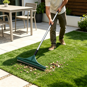 Adjustable Handle <strong>Artificial</strong> <strong>Grass</strong> Brush <strong>Rake</strong> 45.5cm Wide Outdoor Lawn Turf Carpet Sweeper <strong>Rake</strong> - Product Image 6